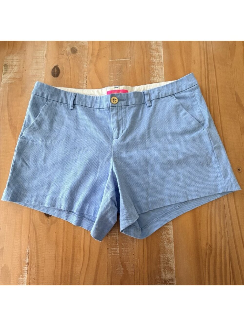 Lilly Pulitzer Pocket Textured Stretch Shorts Crew Blue Size 16 Beach Vacation